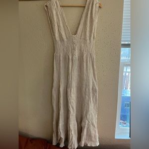 ASOS Linen Blend Crinkle Deep V Neck Maxi Dress Size 8/M